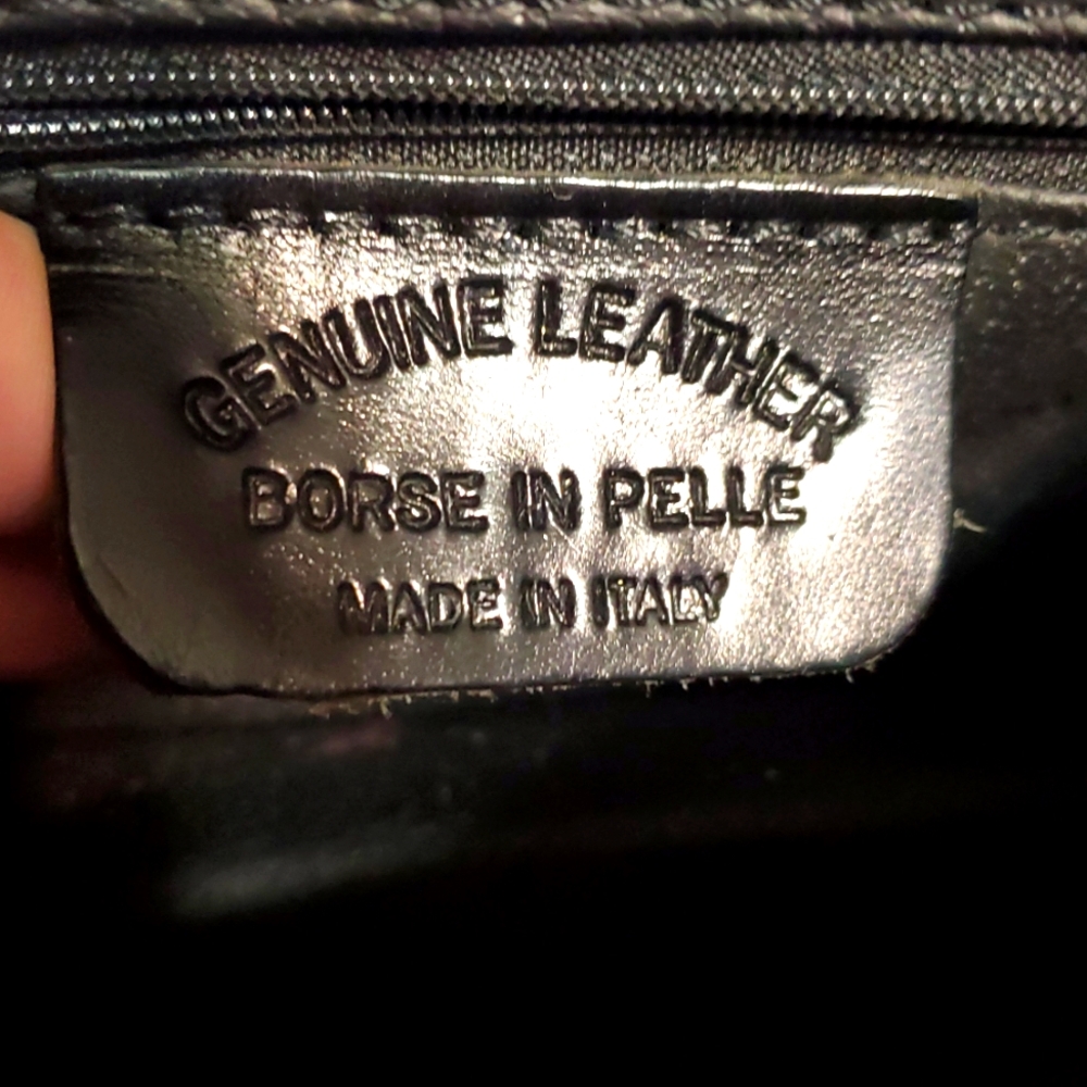🇮🇹Borse In Pelle Gray Genuine Leather Snake-Embossed Shoulder/Crossbody Bag - Picture 12 of 16